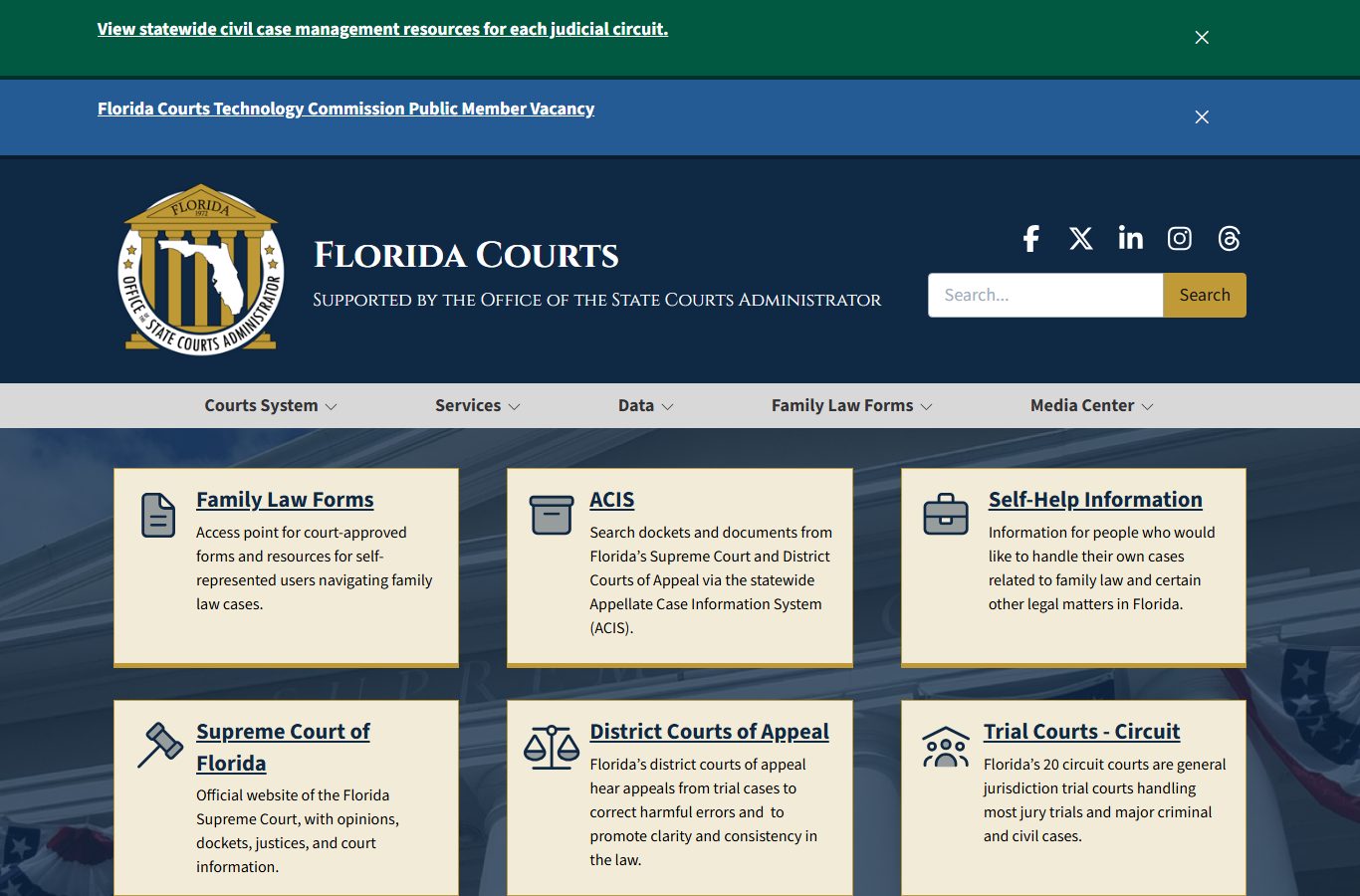 St. Johns County court records access through the Florida Courts statewide portal