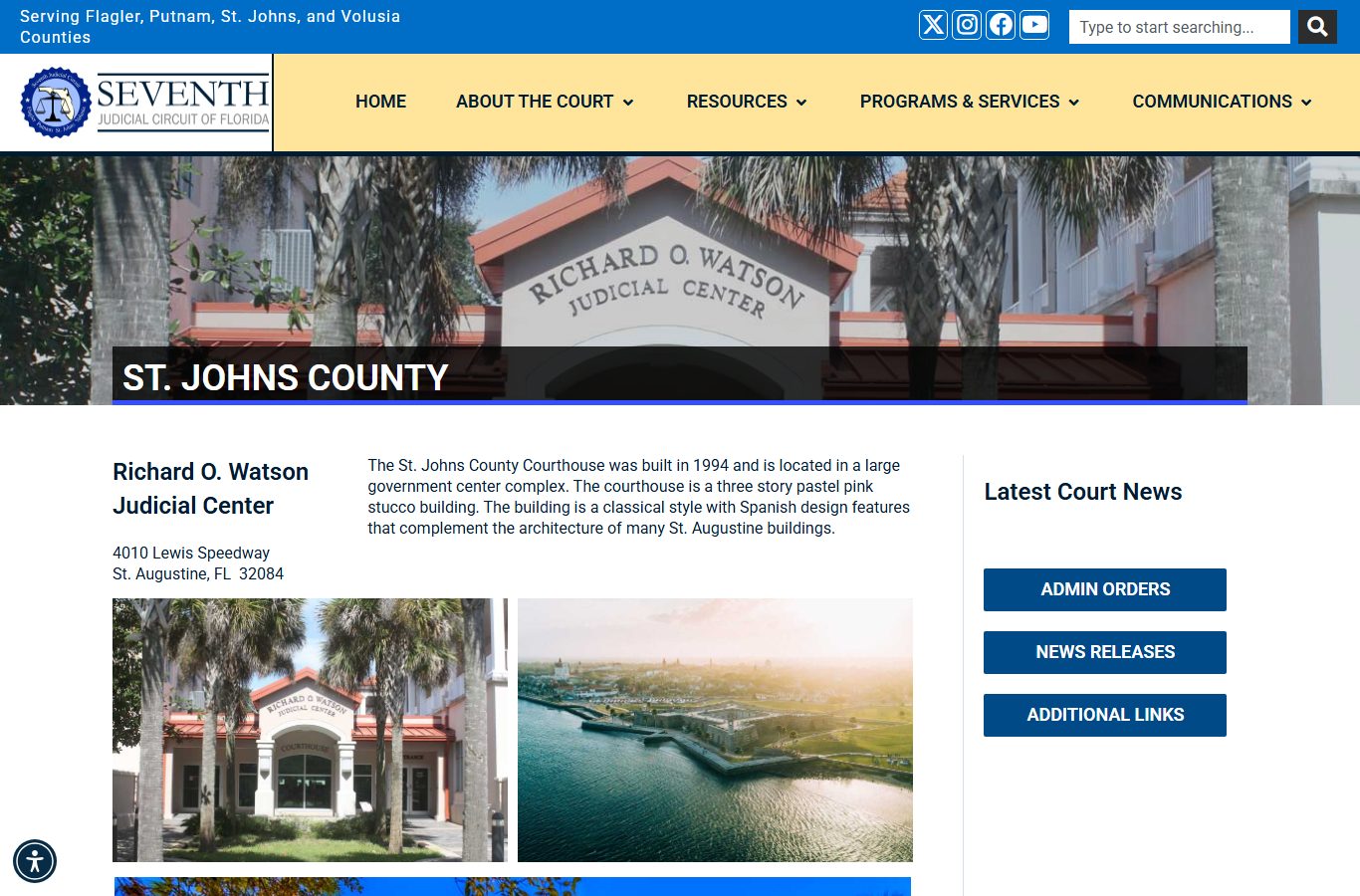 St. Johns County Circuit Court Seventh Judicial Circuit page