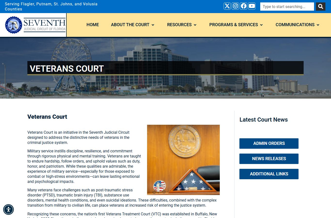 St. Johns County Veterans Court Seventh Judicial Circuit page