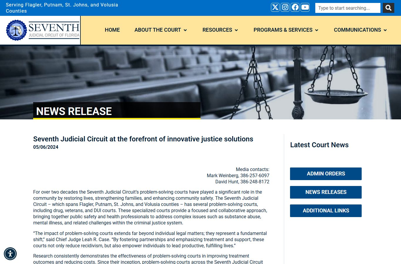 St. Johns County Circuit Court problem-solving courts Seventh Judicial Circuit