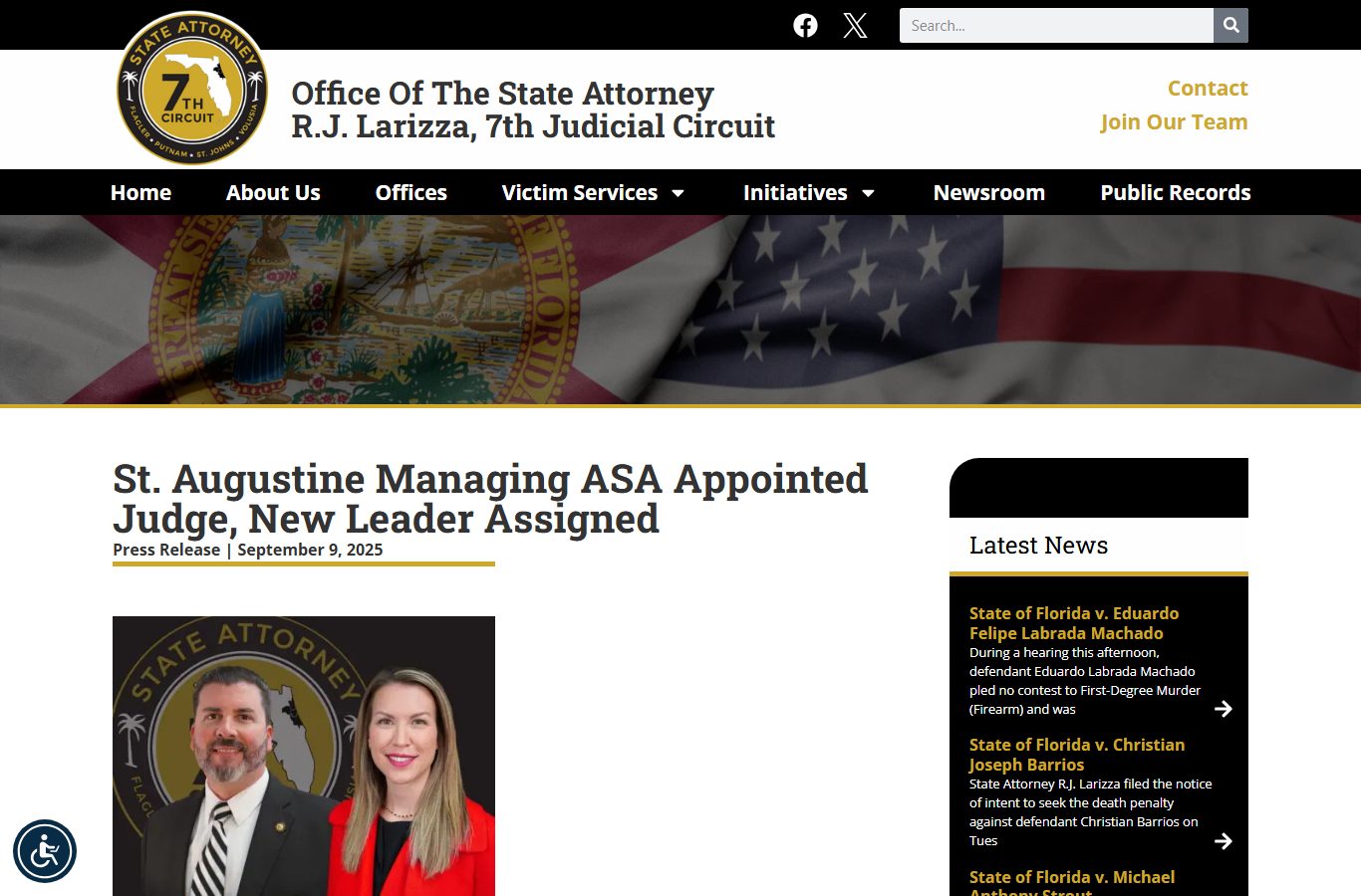 St. Johns County Circuit Court judge appointment State Attorney news release