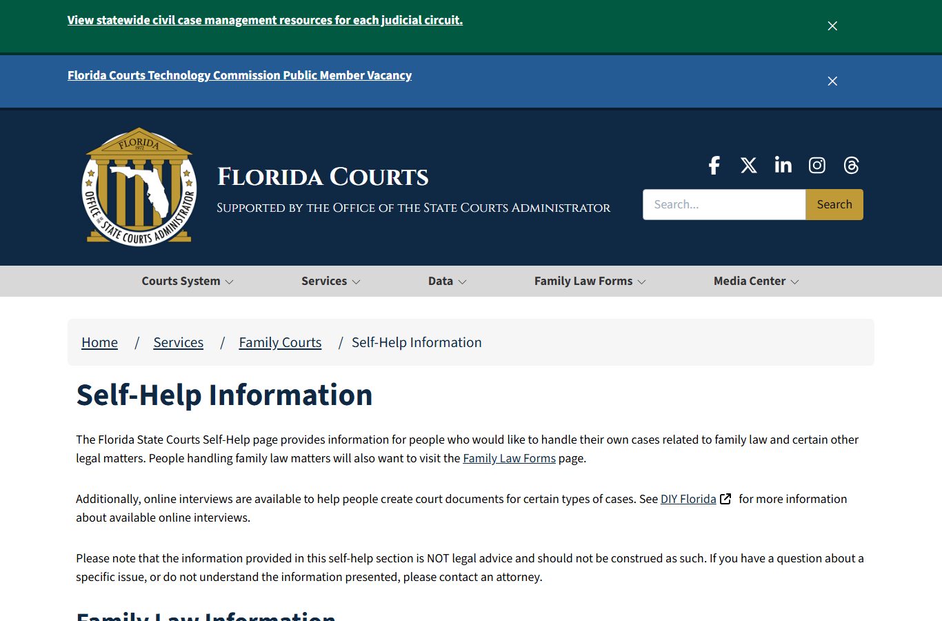 St. Johns County family law self-help forms from Florida Courts