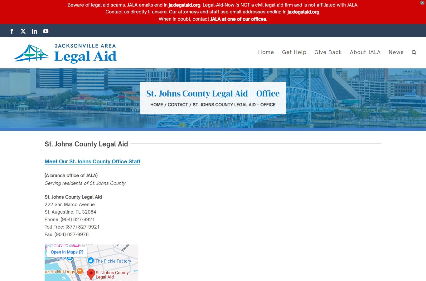 St. Johns County released inmate legal aid through Jacksonville Area Legal Aid